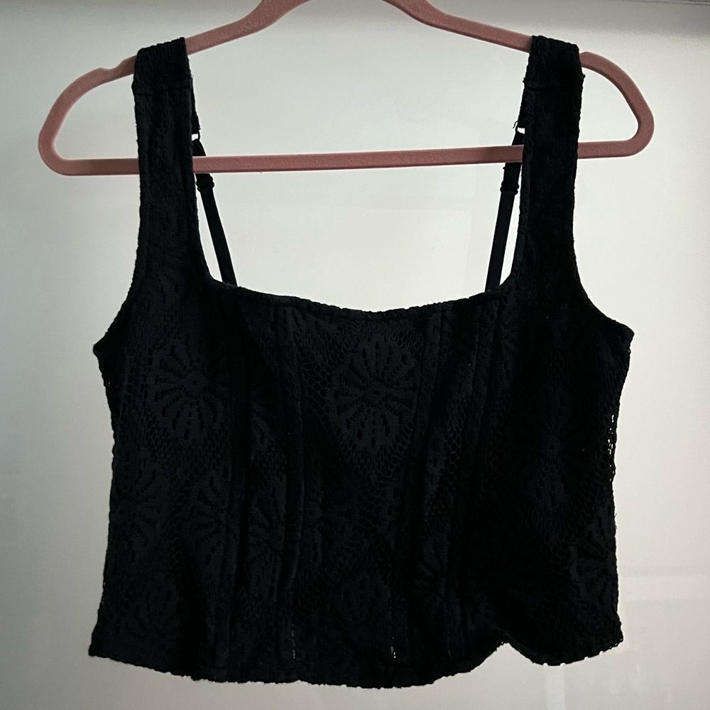 American Eagle Outfitters Black Crochet Crop Top